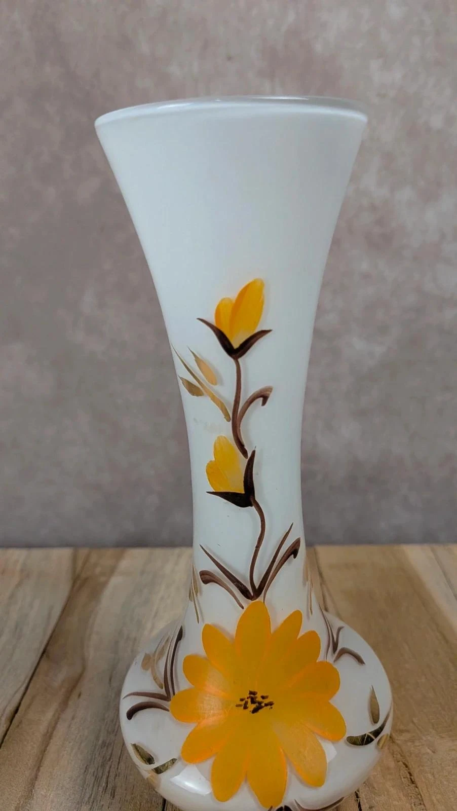 Vase vintage en verre décor flori – photo 3